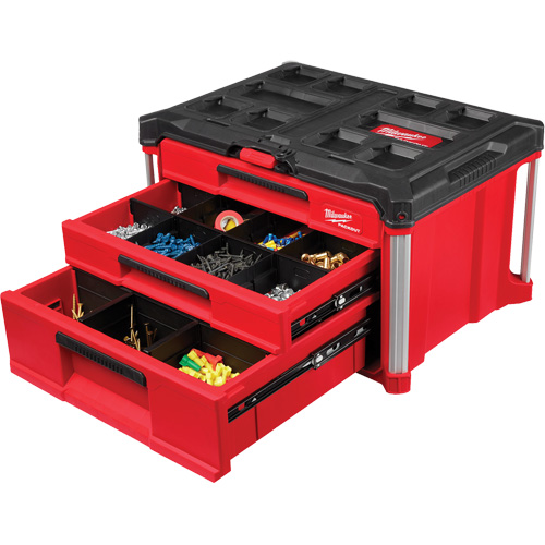 Boîte &agrave; outils avec 3 tiroirs PackOut, 16-3/10" x 22-1/5" x 14-3/10", Rouge Brunswick Fyr & Safety