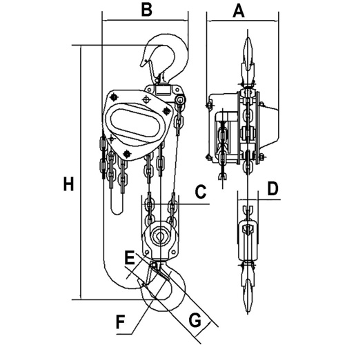 KCH Series Chain Hoists, 20' Lift, 6600 lbs. (3 tons) Capacity, Alloy Steel Chain Brunswick Fyr & Safety