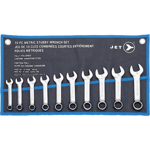 SCWS-10M Stubby Wrench Sets, Combination, 10 Pieces, Metric Brunswick Fyr & Safety