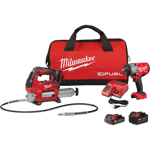 M18 Fuel HTIW with Friction Ring & Grease Gun Combo Kit, Lithium-Ion, 18 V Brunswick Fyr & Safety