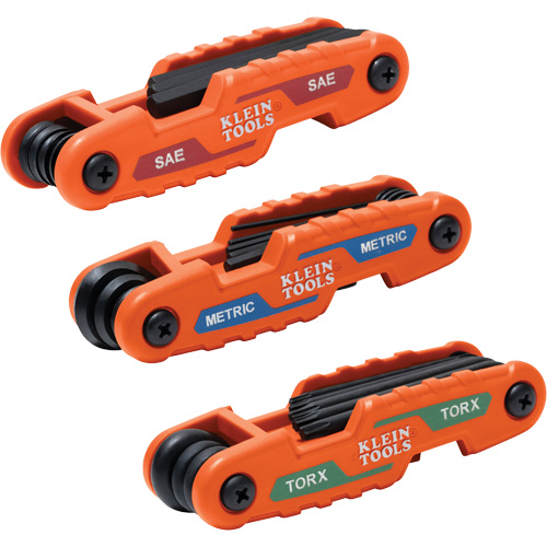 Jeu de cl&eacute;s hexagonales pliant et compact, 25 mcx, M&eacute;trique & imp&eacute;rial/Torx Brunswick Fyr & Safety