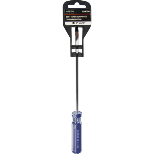 Tournevis &agrave; fente bleu transparent avec bandes, Tige de 3/16", Ronde, Prise en Plastique Brunswick Fyr & Safety