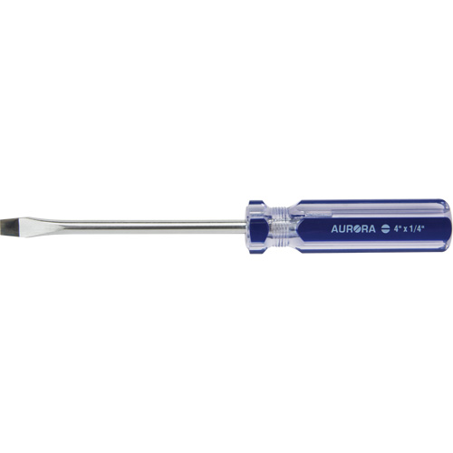 Blue Transparent Striped Slotted Screwdriver, 1/4" Tip, Round, Plastic Handle Brunswick Fyr & Safety