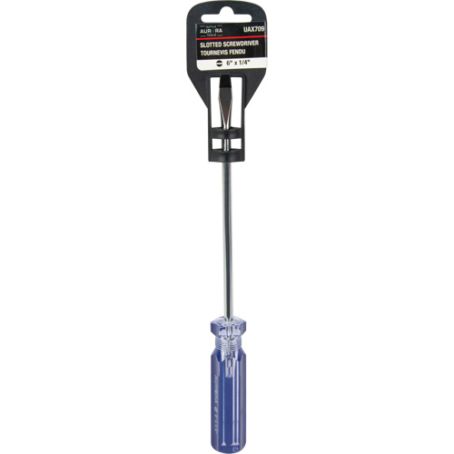 Tournevis &agrave; fente bleu transparent avec bandes, Tige de 1/4", Ronde, Prise en Plastique Brunswick Fyr & Safety