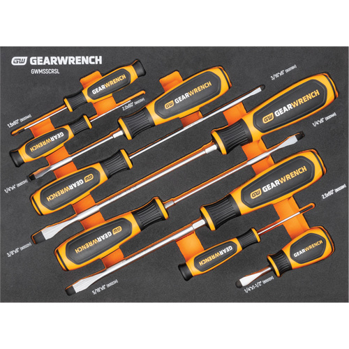 Slotted Dual Material Screwdriver Set in Foam Storage Tray, 9 Pcs. Brunswick Fyr & Safety
