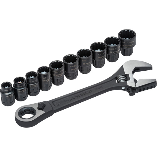 Ensemble de cannelure & cl&eacute; ajustable Pass-Thru X6 11 mcx, 13" lo, la max. 2-27/50", Phosphate noir Brunswick Fyr & Safety