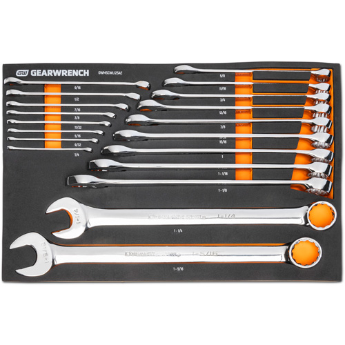 12-Point Long Pattern Combination SAE Wrench Set in Foam Storage Tray, Open-Ended, 19 Pieces, Imperial Brunswick Fyr & Safety
