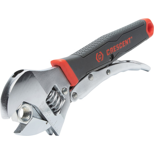 Locking Adjustable Dual Material Wrench, 10" L, 2-18/25" Max Width, Chrome/Polished Brunswick Fyr & Safety