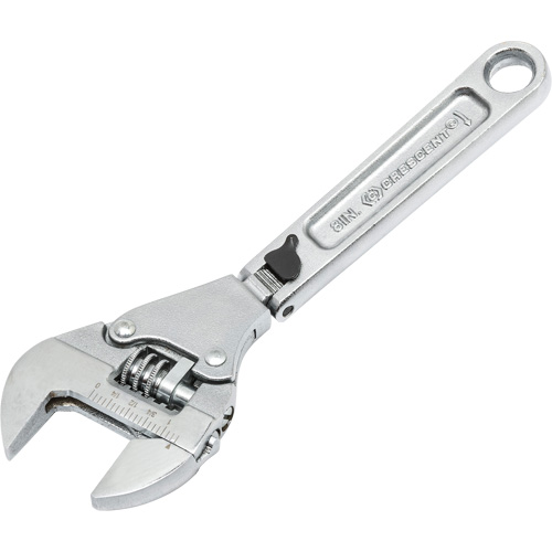 Adjustable Ratcheting Flex Wrench, 8" L, 2-27/50" Max Width, Chrome/Polished Brunswick Fyr & Safety