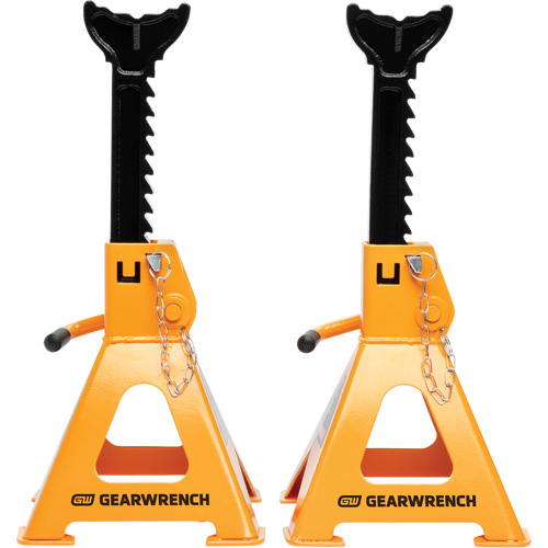 Ratcheting Jack Stand, Locking Pin, 3 tons Capacity, 11-3/4" - 17-1/2" H Brunswick Fyr & Safety