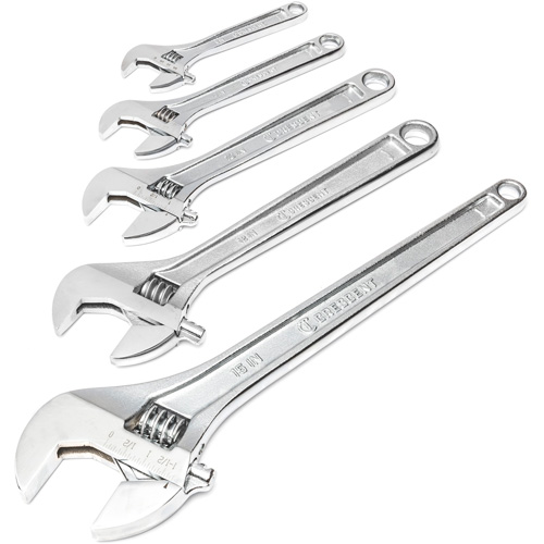 Chrome Wrench Set, Adjustable, 5 Pieces, Imperial and Metric Brunswick Fyr & Safety