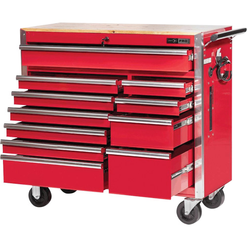 PRC4211 Pro Series Roller Cabinet, 11 Drawers, 42" W x 18" D x Red Brunswick Fyr & Safety