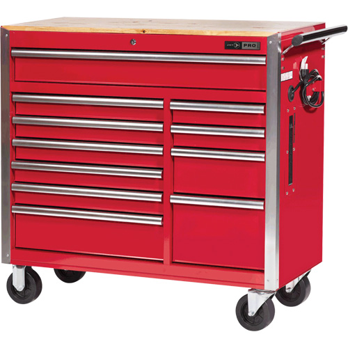 PRC4211 Pro Series Roller Cabinet, 11 Drawers, 42" W x 18" D x Red Brunswick Fyr & Safety