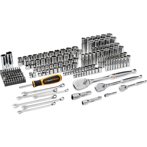 Jeu d'outils manuels pour m&eacute;canicien 90T SAE/MM avec prises 1/4", 3/8” & 1/2" Brunswick Fyr & Safety