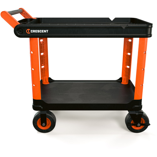 RAILWORKS 2-Shelf Industrial Utility Cart with 8" Casters, 47" L x 24-1/2" W x 37-4/5" H, Black/Orange Brunswick Fyr & Safety