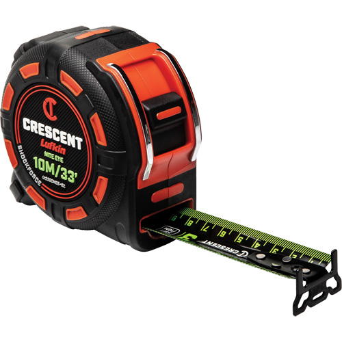 Shockforce NITE EYE Tape Measure, 1-1/4" x 35'/10 m, Metric/SAE Graduations Brunswick Fyr & Safety