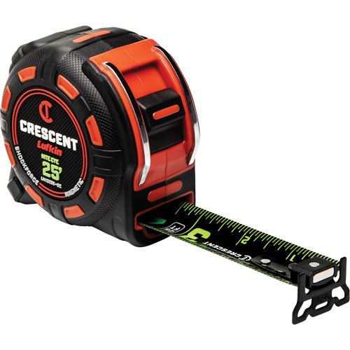 Shockforce NITE EYE Magnetic Tape Measure, 1-1/4" x 25', SAE Graduations Brunswick Fyr & Safety