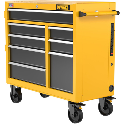 Postes de travail industriel mobile, 8 tiroirs, 40" la x Jaune Brunswick Fyr & Safety