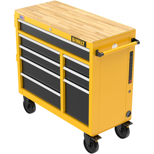 Postes de travail industriel mobile, 8 tiroirs, 40" la x Jaune Brunswick Fyr & Safety