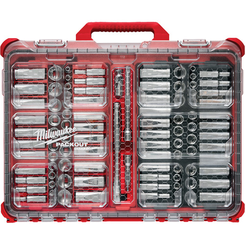 Metric/SAE Ratchet & Socket Set with PACKOUT Low-Profile Organizer, 98 Pcs, 3/8" Drive Size Brunswick Fyr & Safety