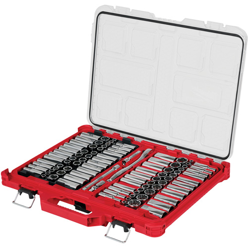Metric/SAE Ratchet & Socket Set with PACKOUT Low-Profile Organizer, 98 Pcs, 3/8" Drive Size Brunswick Fyr & Safety