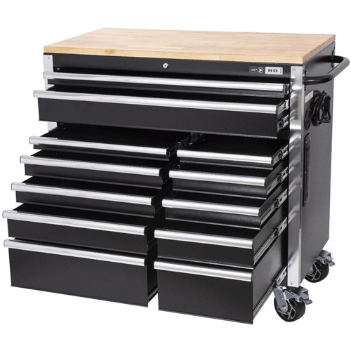 HDRC4112 HD Series Roller Cabinet, 12 Drawers, 41" W x 21" D x 40-3/10" H, Black Brunswick Fyr & Safety