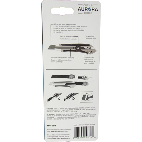 Couteau professionnel de 18 mm, Acier inoxydable, Robuste, Prise en Caoutchouc Brunswick Fyr & Safety