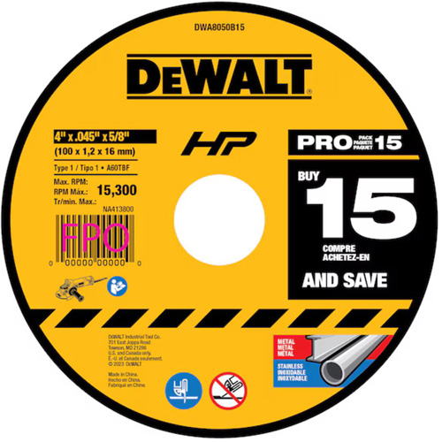 Meule &agrave; tronçonner polyvalente, 4" x 0,45", Arbre de 5/8", Type 1, Oxyde d'aluminium Brunswick Fyr & Safety