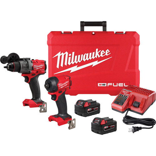 Ensemble &agrave; deux outils perceuse-visseuse &agrave; percussion &agrave; prise 1/2" M18 FUEL et visseuse hydraulique &agrave; prise hexagonale &agrave; prise 1/4" SURGE, Lithium-ion, 18 V Brunswick Fyr & Safety