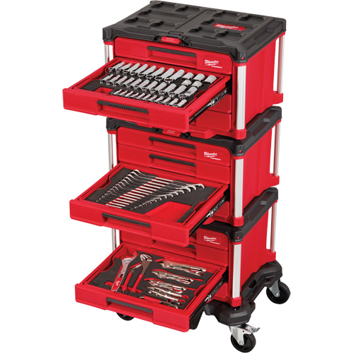 366-Piece Master Mechanics Hand Tool Set with PACKOUT Drawers & Dolly, 16-3/10" x 22-1/5" x 48-5/8", Black/Red Brunswick Fyr & Safety