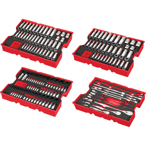 Metric & SAE Ratchet & Socket Set with Trays for PACKOUT Drawers, 242 Pcs, Impact, 1/4"/3/8"/1/2" Drive Size, Deep Brunswick Fyr & Safety