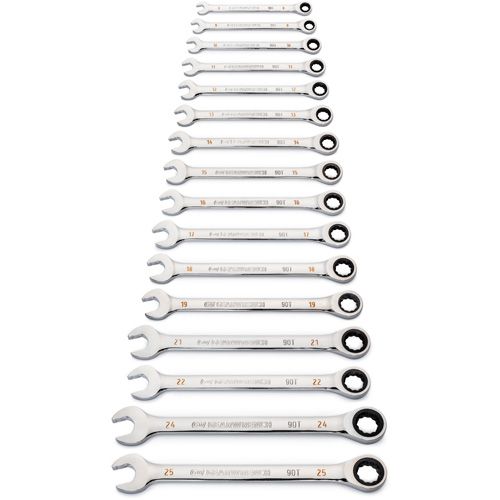 90-Tooth 12 Point Wrench Set, Ratcheting Combination, 16 Pieces, Metric Brunswick Fyr & Safety