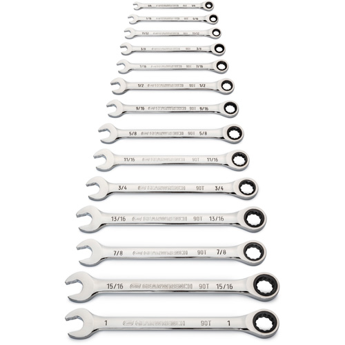90-Tooth 12 Point SAE Wrench Set, Ratcheting Combination, 14 Pieces, Imperial Brunswick Fyr & Safety