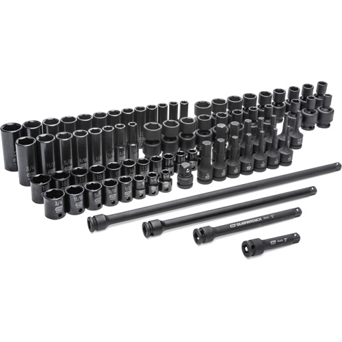 6 Point SAE/Metric Master Socket Set, 80 Pcs, Impact, 3/8" Drive Size, Deep Brunswick Fyr & Safety