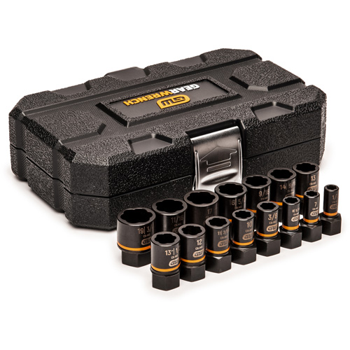 Bolt Biter Extraction Socket Set, 15 Pcs, Impact, 1/4"/3/8" Drive Size Brunswick Fyr & Safety