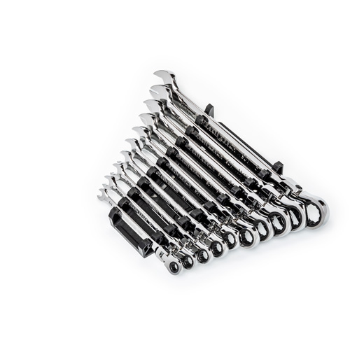 Jeu de cl&eacute;s SAE &agrave; 12 pans et 90 dents, T&ecirc;te articul&eacute;e/Combinaison &agrave; cliquet, 10 morceaux, Imp&eacute;rial Brunswick Fyr & Safety