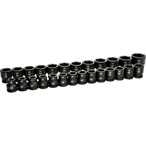 6 Point Metric Socket Set, 26 Pcs, Impact, 3/4" Drive Size Brunswick Fyr & Safety