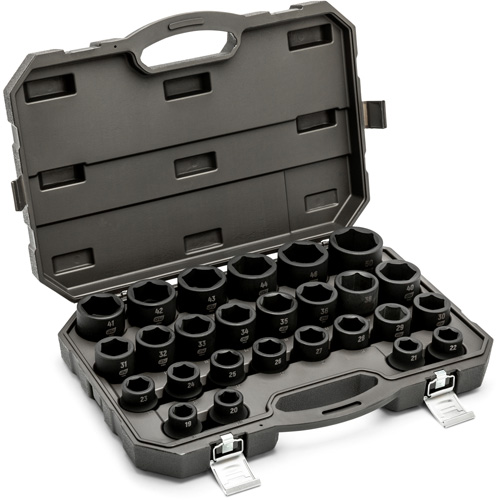 6 Point Metric Socket Set, 26 Pcs, Impact, 3/4" Drive Size Brunswick Fyr & Safety