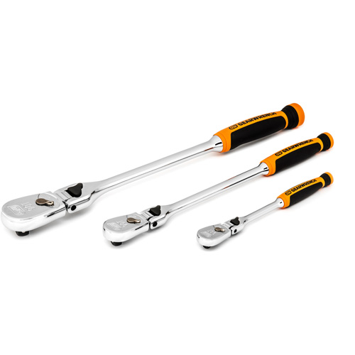 1/4", 3/8" & 1/2" Drive 90-Tooth Dual Material Locking Ratchet Set Brunswick Fyr & Safety