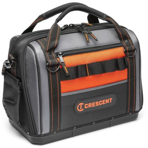 17" Tradesman Closed Top Tool Bag, Polyester, 3 Pockets, Black/Grey/Orange Brunswick Fyr & Safety