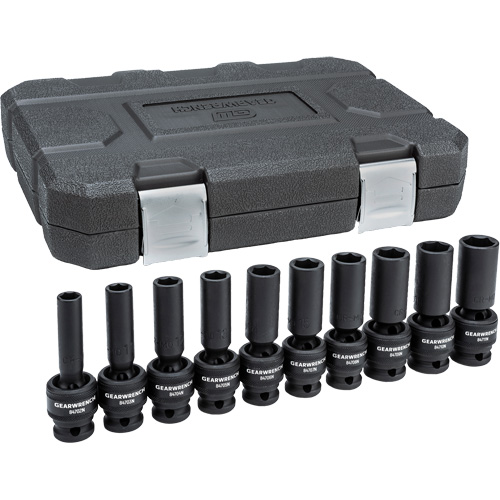 6-Point Universal Metric Socket Set, 10 Pcs, Impact, 1/2" Drive Size, Deep Brunswick Fyr & Safety