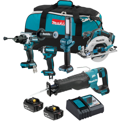 Ensemble de 5 outils sans fil LXT &agrave; moteur sans balais, Lithium-ion, 18 V Brunswick Fyr & Safety