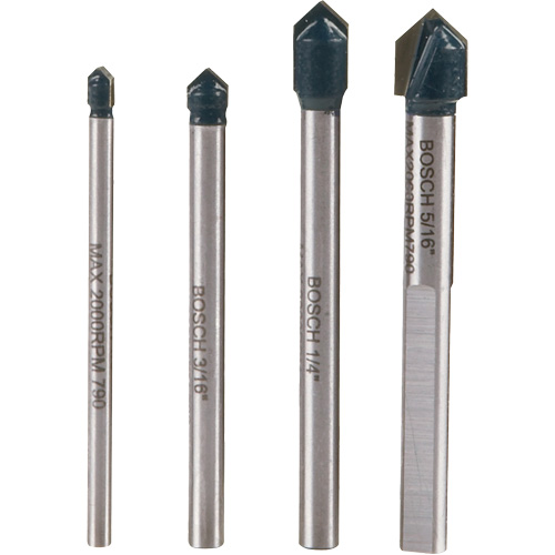Glass & Tile Drill Bit Set, 4 Pieces, Carbide Brunswick Fyr & Safety