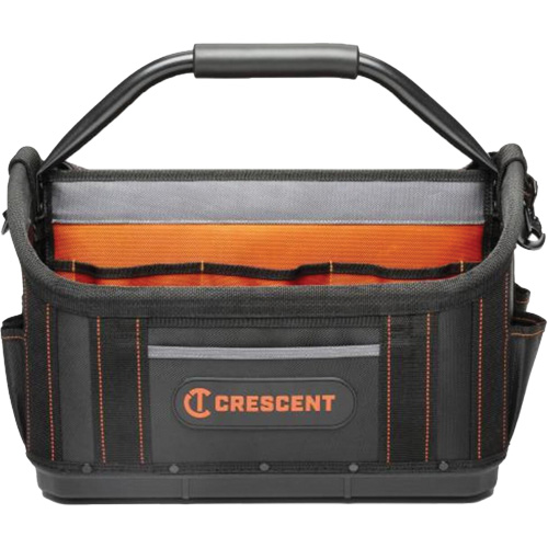 17" Tradesman Open Top Tool Bag, Polyester, 25 Pockets, Black/Orange Brunswick Fyr & Safety
