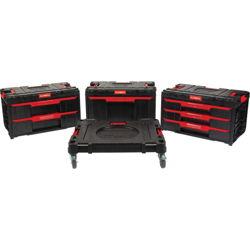 Ensemble de coffres &agrave; outils Arx de 4 morceaux avec socle &agrave; roulettes pivotantes, 23-1/10" x 15" x 22-1/2", Noir Brunswick Fyr & Safety