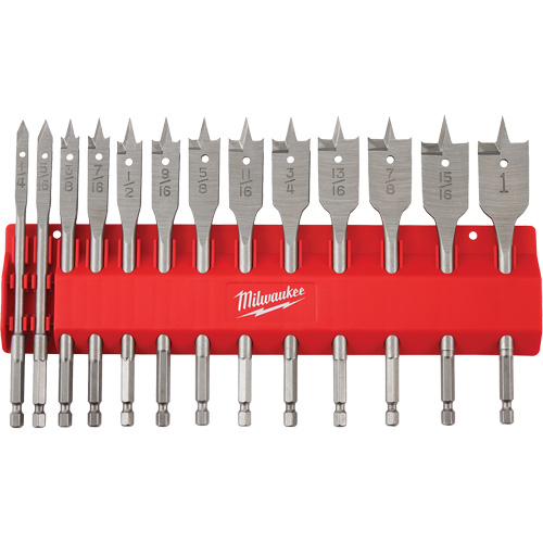 Flat Boring Bit Set, 13 Pieces, High Carbon Steel Brunswick Fyr & Safety