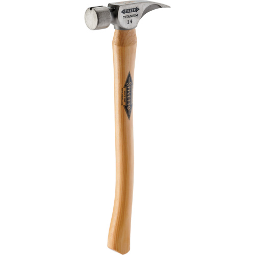 Titanium Smooth Face Hammer with Curved Hickory Handle, 14 oz., Wood Handle, 18" L Brunswick Fyr & Safety