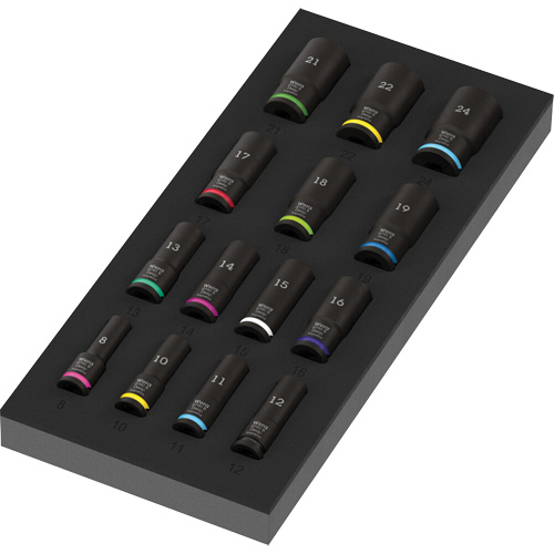 Insert en mousse pour jeu de douilles profondes Impaktor 1 Zyklop B, 15 Mcx, Chocs, Prise de 3/8", Profond Brunswick Fyr & Safety