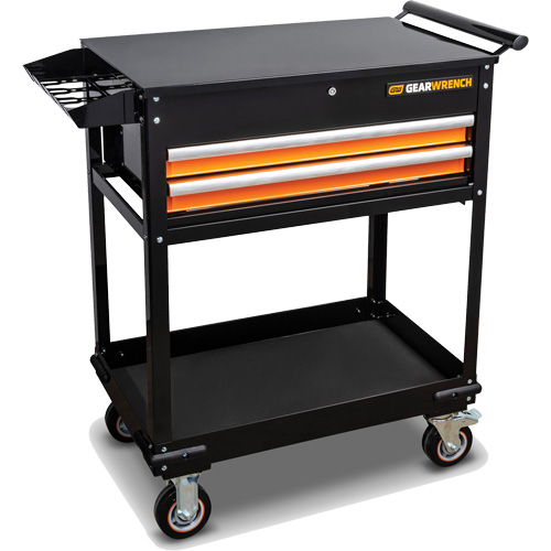Utility Cart, 2 Drawers, 32-1/2" W x 42" H, Black/Orange Brunswick Fyr & Safety