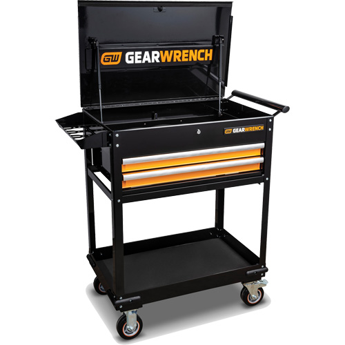 Utility Cart, 2 Drawers, 32-1/2" W x 42" H, Black/Orange Brunswick Fyr & Safety